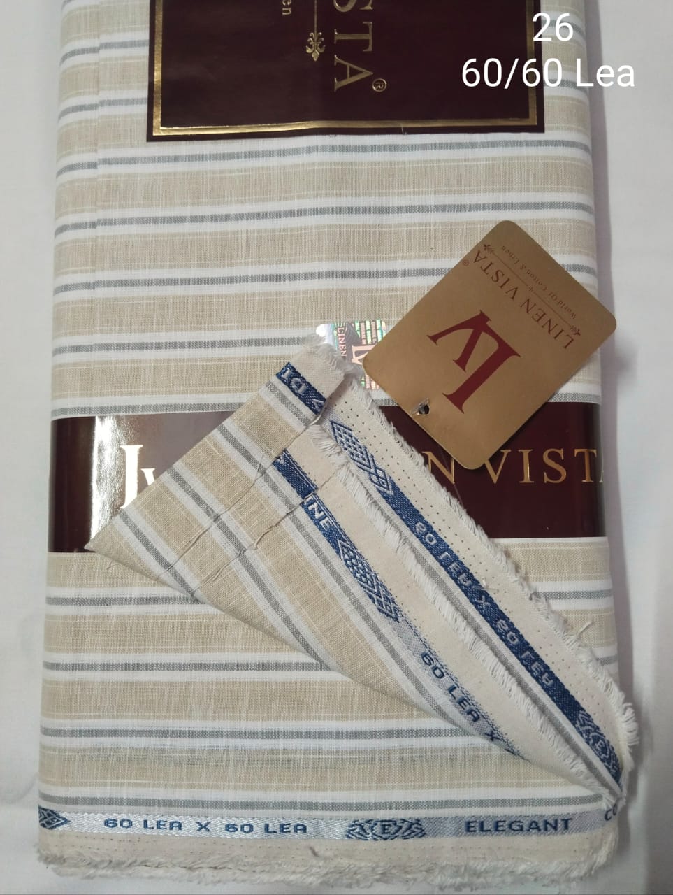  Beige And Grey Striped Linen Vista Shirt Fabric 60 By 60 LEA  