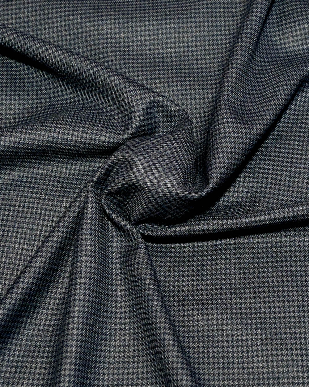 Blue & Dark Blue Houndstooth Tweed Blazer Fabric