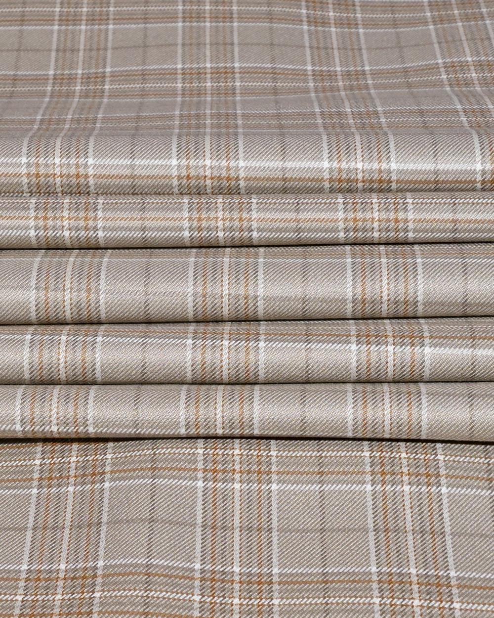Beige Brown Checks Tweed Blazer Fabric